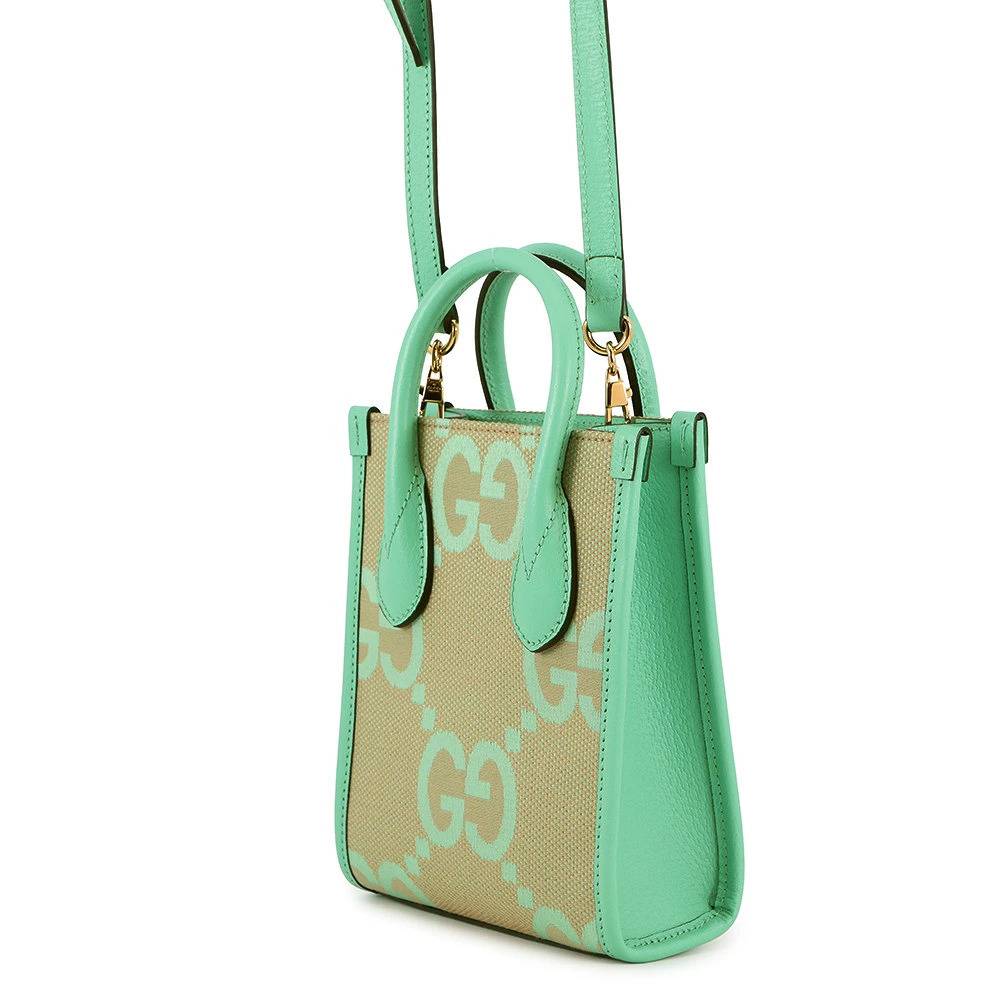 Gucci Jumbo Canvas GG Handbag Leather Shoulder